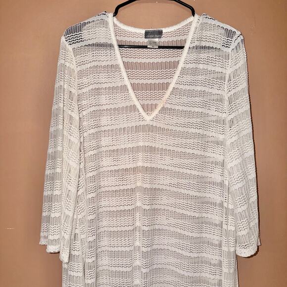 Jordan Taylor Women's Fish Net Beach Coverall Top White - Size XL - Picture 7 of 9